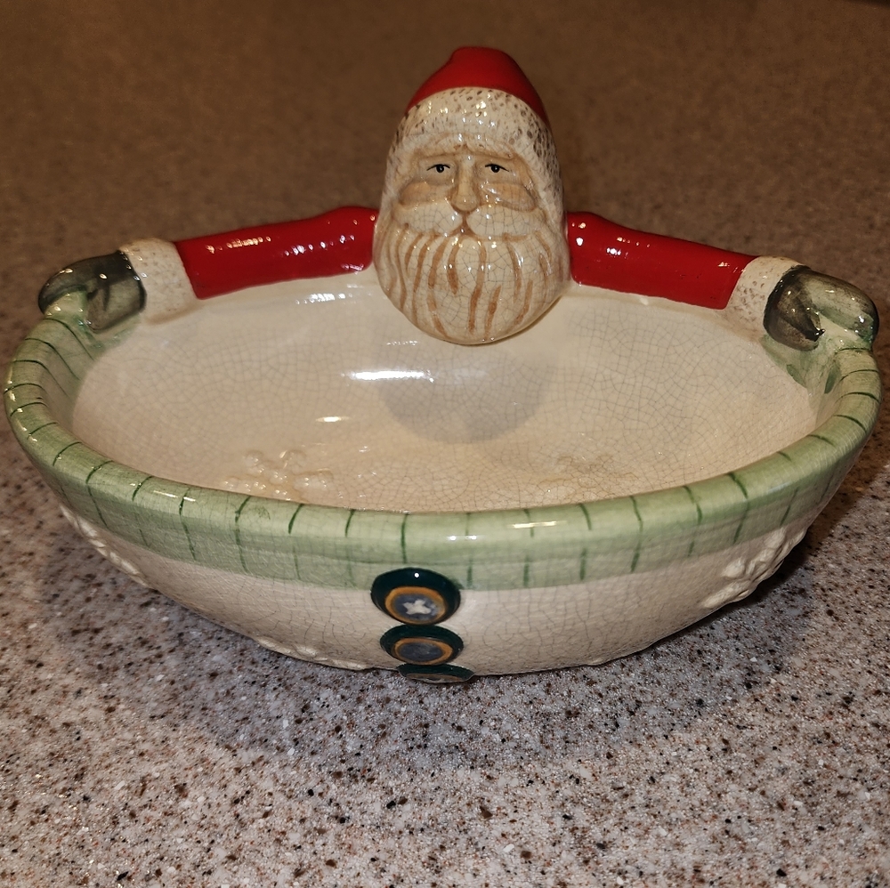 Vintage Santa dip, candy, cheese dish- bowl